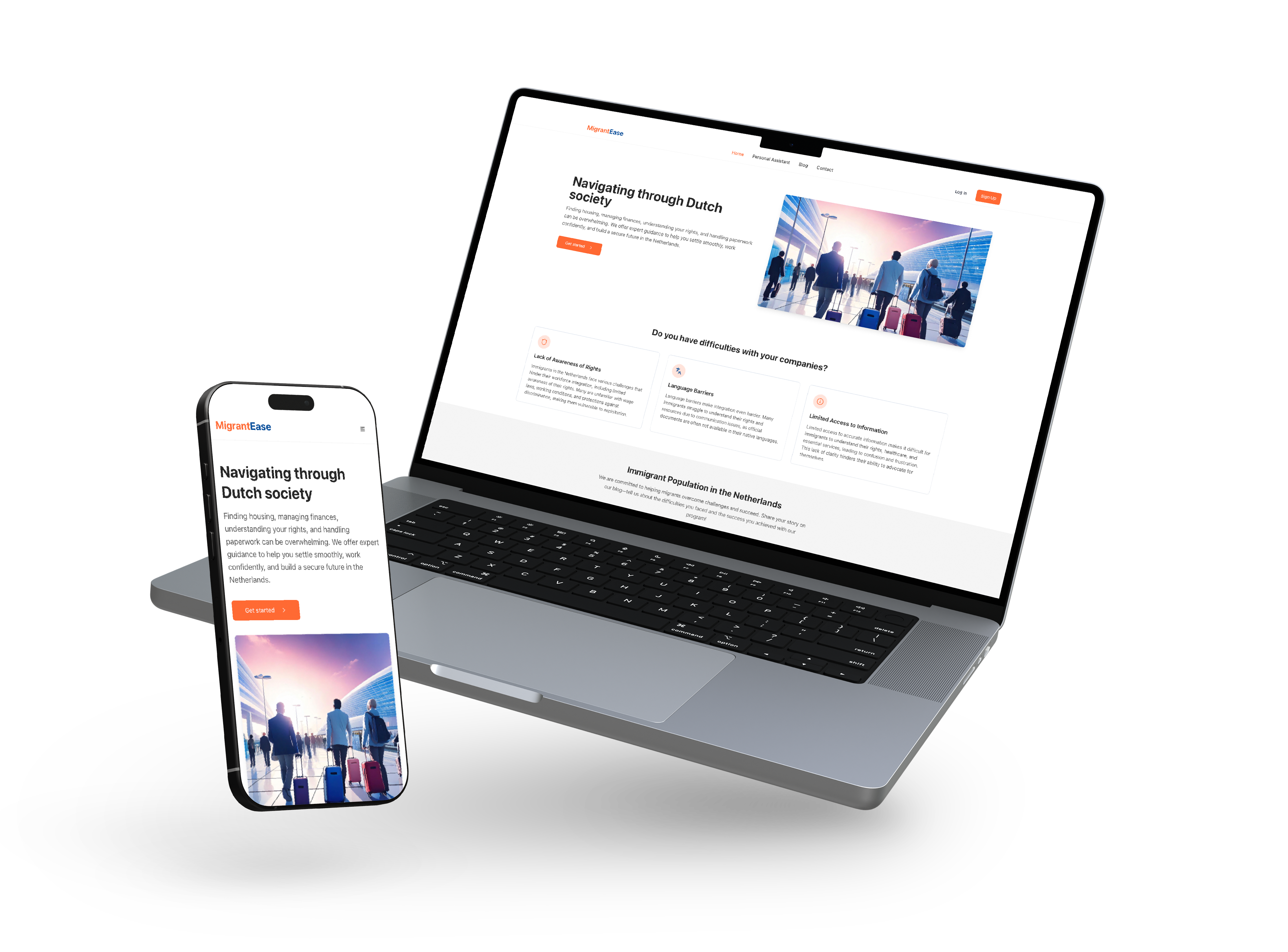 MigrantEase Design - Responsive web and mobile interface
